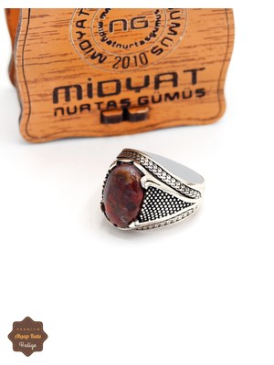 Midyat Nurtaş Gümüş Kan Taşı Kılıç Model 925 Ayar Gümüş Erkek Yüzük 201024863