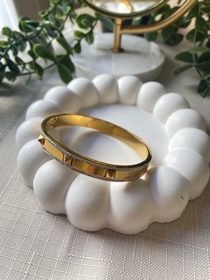 Stainless Steel Çelik Taşlı Gold Prizma Kelepçe