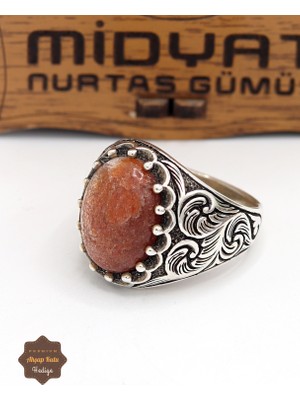 Midyat Nurtaş Gümüş Yıldız Tozu Taşlı Kral Motifli 925 Ayar Gümüş Erkek Yüzük 201024936