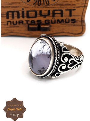 Midyat Nurtaş Gümüş Hareli Havlit Taşlı Kalp Model 925 Ayar Gümüş Erkek Yüzük 201024865