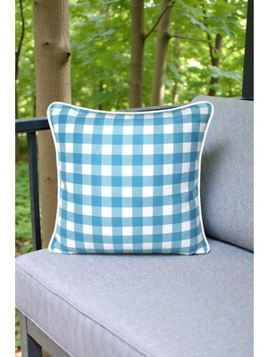 Visionario Kırlent Kılıfı Desenli 45X45 Raşel Örme Kadife Çift Taraflı Dijital Baskı Beyaz Biyeli