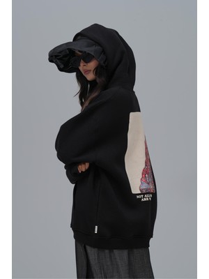 Oversize Baskılı Kapüşonlu Sweatshirt - Anti-Peeling %100 Pamuk - S - 7xl