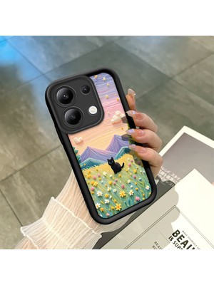 HONTINGA Xiaomi Redmi Note 13 ile Uyumlu Kılıfı Düşüme Önleyici Basitlik Anti Düşme Kamera Korumali Çiçeklerdeki Kedi Desen Yumuşak Silikon Telefon Kılıfı Kadın ve Erkek Için Uygundur K2-0254