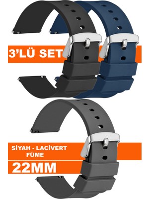 Trendburada Fossil-Welder-Wesse-Casio-Armani-Omega-Seiko-Tissot Saat Uyumlu 22mm Silikon Saat Kordonu Kayışı MR1