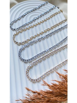 Stainless Steel Gold Taşlı Su Yolu Çelik Kolye