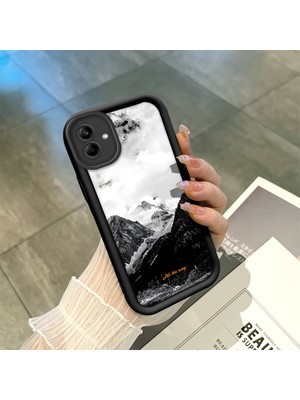 HONTINGA Samsung Galaxy A04 ile Uyumlu Kılıfı Düşüme Önleyici Basitlik Anti Düşme Kamera Korumali Dağ Deseni Siyah Desen Yumuşak Silikon Telefon Kılıfı Kadın ve Erkek Için Uygundur K2-0259
