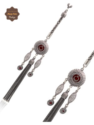 Midyat Nurtaş Gümüş Ay Yıldız Süpürge Model 925 Ayar Gümüş Tesbih Püsükülü 201024969