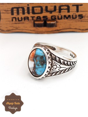Midyat Nurtaş Gümüş Kavansit Taşlı Lale Motifli 925 Ayar Gümüş Erkek Yüzük 201024869
