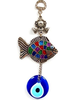 Nevamel Mavi Nazar Boncuklu Balık Figürlü Mini Balık Duvar Süsü