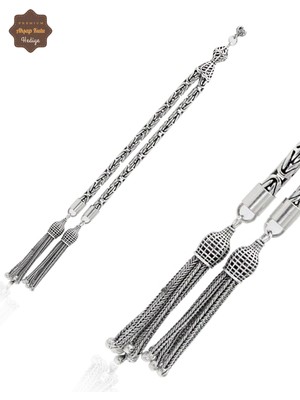 Midyat Nurtaş Gümüş Kral Zincirli Süpürge Model 925 Ayar Gümüş Tesbih Püsükülü 201024968