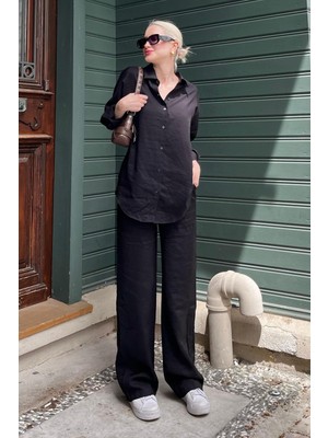 Madmext Siyah Gömlek Pantolon Ikili Takım MG2117