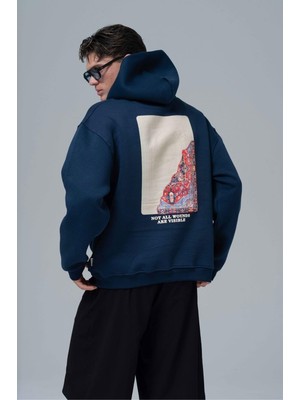 Oversize Baskılı Kapüşonlu Sweatshirt - Anti-Peeling %100 Pamuk - S - 7xl