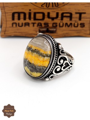 Midyat Nurtaş Gümüş Septeryan Taşlı Kalp Motifli 925 Ayar Gümüş Erkek Yüzük 201024929