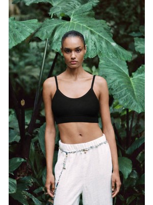 Fitilli Ip Askılı Göğüs Destekli Crop Atlet
