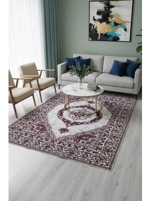 Lugmo Kilim Savan Çift Taraflı Modern Desenli Yıkanabilir Pamuklu Dokuma 2x3 Metre Bordo