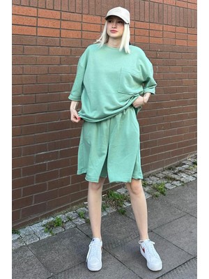 Madmext Mint Yeşili Kısa Kollu Şort Takım MG1981