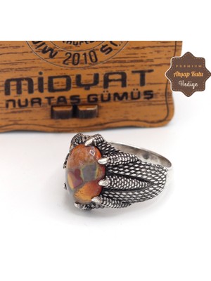 Midyat Nurtaş Gümüş Güneş Taşı Pençe Model 925 Ayar Gümüş Erkek Yüzük 201024856