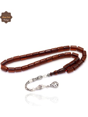 Midyat Nurtaş Gümüş Hareli Kesme Model Gümüş Ivme Püsküllü Sıkma Kehribar Tesbih 201024954