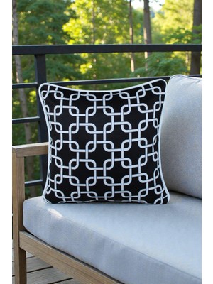 Visionario Kırlent Kılıfı Motif Desenli 45X45 Raşel Örme Kadife Çift Taraflı Dijital Baskı Beyaz Biyeli