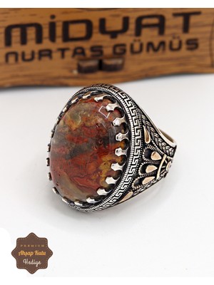 Midyat Nurtaş Gümüş Güneş Taşı Tac Model 925 Ayar Gümüş Erkek Yüzük 201024877