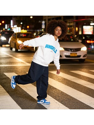 Angels By Dune Pamuk 3 Iplik Şardonlu Kapüşonlu Beyaz Sweatshirt