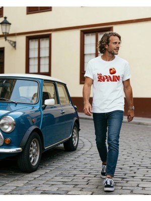 Dune Hola Spain Oversize 3 İplik Pamuk Baskılı Beyaz T-shirt