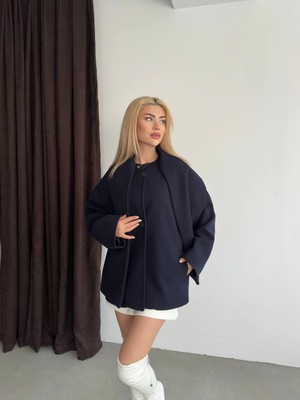 Narstorm Kadın Oversize Şal Yaka Detaylı Premium Kaşe Kaban