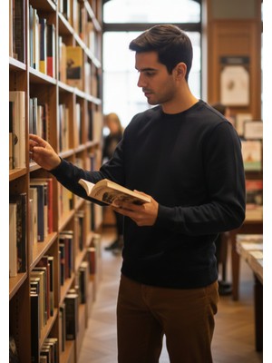 Genel Erkek Yuvarlak Yaka Basic Waffle Kazak