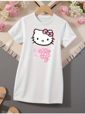 Punix Kids Punıx Kids Özel Seri Hello Kitty Baskılı %100 Pamuk Yeni Sezon Kısa Kollu Yazlık Kız Çocuk Elbise