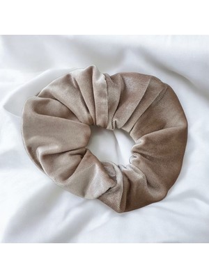 ALS Tasarım Dünyası Bej Renk Scrunchie Simit Toka Kadife Saç Tokası