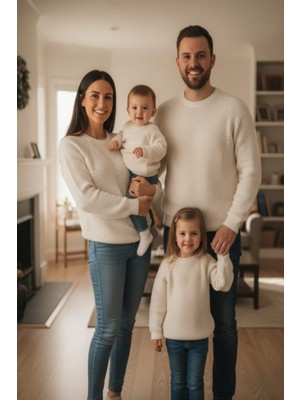 Meriç Bebe Aile Kombini Triko Kazak Reglan Kol Anne Baba Çocuk