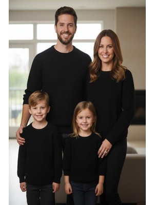 Meriç Bebe Aile Kombini Triko Kazak Reglan Kol Anne Baba Çocuk