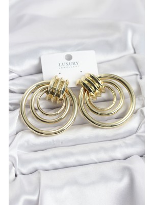 İlk El Grup Pirinç Gold Renk Halka Model Vintage Kadın Küpe