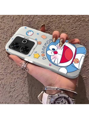 HONTINGA Poco M6 ile Uyumlu Kılıfı Silikon Kenar Sert Arka Düşüme Önleyici Basitlik Anti Düşme Kamera Korumali Doraemon Desen Telefon Kılıf Kadın ve Erkek Için Uygundur K1-0577