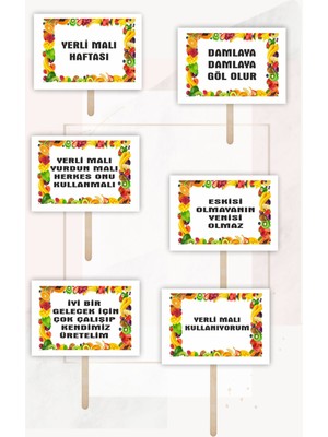Hsn Yerli Malı Haftası Pankart 15X20 cm Kalın Karton Çubuklu Demonte 6 Adet