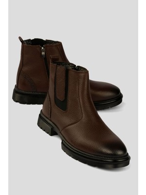 Mubiano Erkek Hakiki Deri Bot Içi Tüylü Chelsea Boreas Kahve