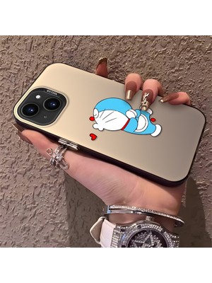 HONTINGA iPhone 15 ile Uyumlu Kılıfı Silikon Kenar Sert Arka Düşüme Önleyici Basitlik Anti Düşme Kamera Korumali Doraemon Desen Telefon Kılıf Kadın ve Erkek Için Uygundur K1-0577