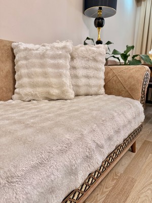 Kalın Peluş Koltuk Örtüsü Takımı 3+3+1+1 Yumuşak & Dekoratif