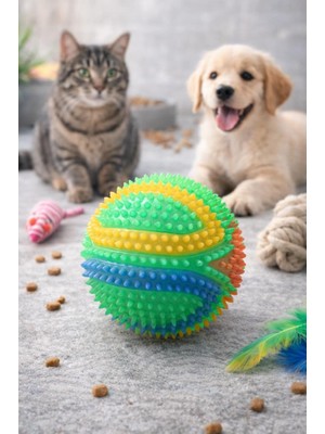 Düdüklü Kedi Köpek Oyuncak Topu 7 cm – Sesli Zilli Plastik Diş Kaşıma Topu – Dayanıklı Renkli Evcil Hayvan Oyuncağı