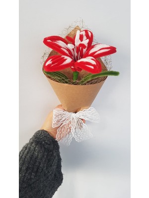 Badem Hediyecilik El Yapımı Zambak Şönil Çiçek Buket – Dekoratif, Solmayan, Hediye Için Ideal