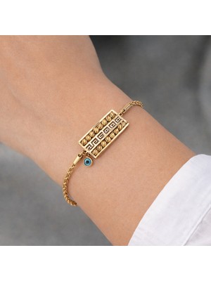 Yush Aksesuar Dorika Taşlı Dikdörtgen Zincir Bileklik