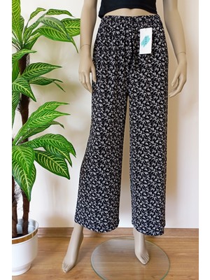 Vip Bera Tekstil Kadın Desenli Yumuşacık Esnek Geniş Paça Palazzo Pantolon