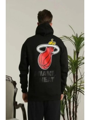 Marsilyan- Unisex Kapşonlu Baskılı Sweetshirt - Siyah