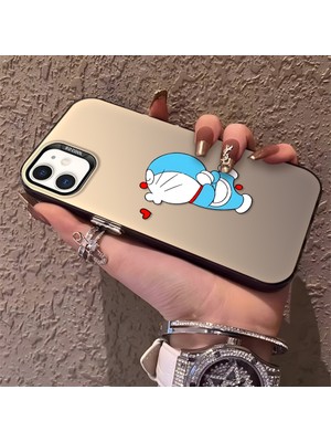 HONTINGA iPhone 12 ile Uyumlu Kılıfı Silikon Kenar Sert Arka Düşüme Önleyici Basitlik Anti Düşme Kamera Korumali Doraemon Desen Telefon Kılıf Kadın ve Erkek Için Uygundur K1-0577