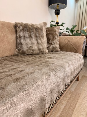 Kalın Peluş Koltuk Örtüsü Takımı 3+3+1+1 Yumuşak & Dekoratif