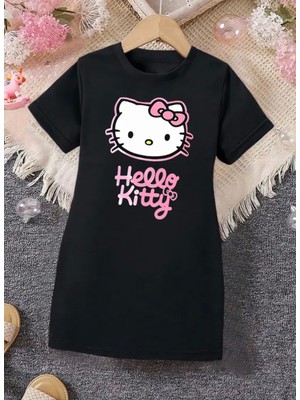 Punix Kids Punıx Kids Özel Seri Hello Kitty Baskılı %100 Pamuk Yeni Sezon Kısa Kollu Yazlık Kız Çocuk Elbise