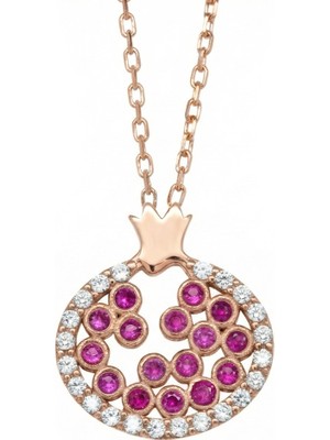 Altın Sepeti Rose Gümüş Nar Bereket Kolyesi