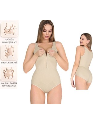 Bipamuk Kadın Agraflı Kalın Askılı Badi Korse Göğüs Dikleştirici Bel ve Karın Toparlayıcı
