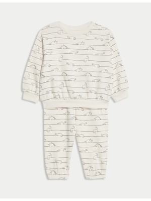 Marks & Spencer 2 Parça Pamuklu Dino Temalı Üst ve Alt Takım