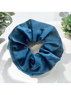 ALS Tasarım Dünyası Mavi Renk Scrunchie Simit Toka Kadife Saç Tokası